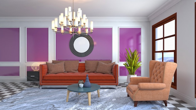 Illustration of the living room interior