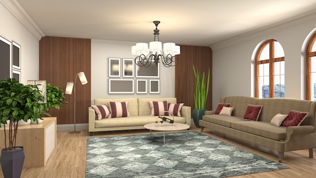 Illustration of the living room interior