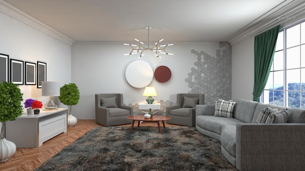 Illustration of the living room interior