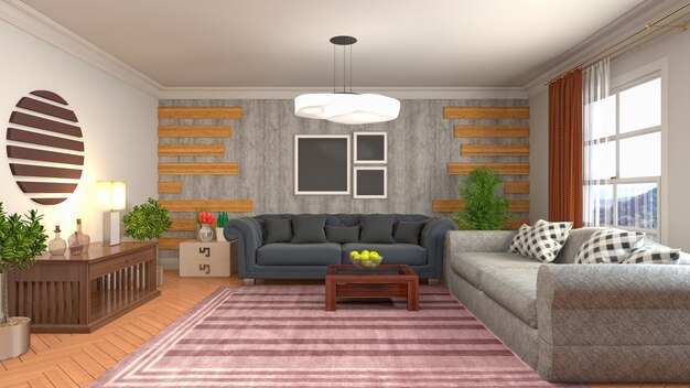 Illustration of the living room interior