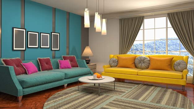 Illustration of the living room interior