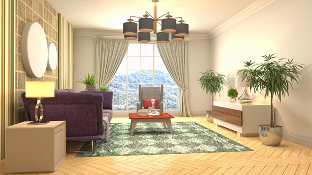 Illustration of the living room interior