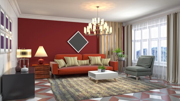 Illustration of the living room interior