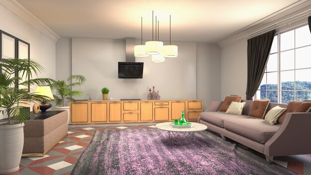 Illustration of the living room interior