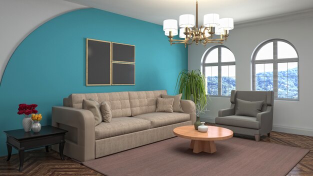 Illustration of the living room interior