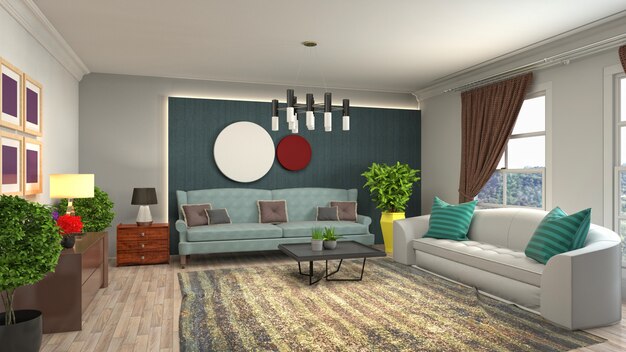 Illustration of the living room interior