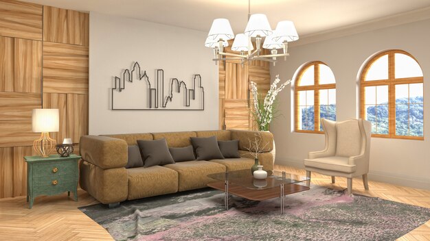 Illustration of the living room interior