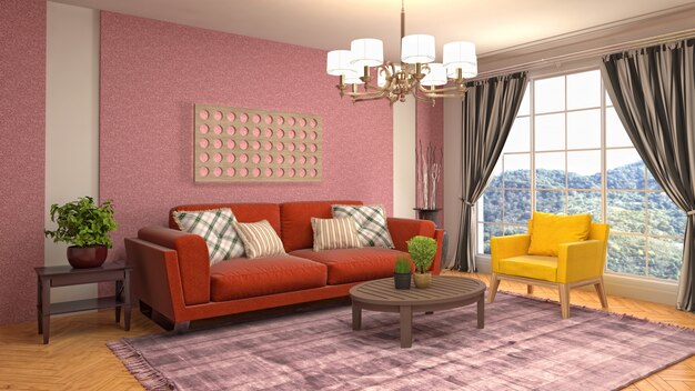 Illustration of the living room interior