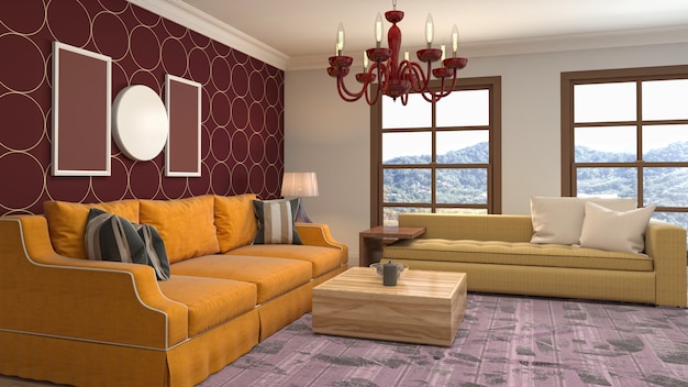 Illustration of the living room interior