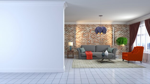 Illustration of the living room interior