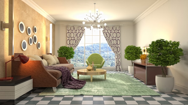 Illustration of the living room interior