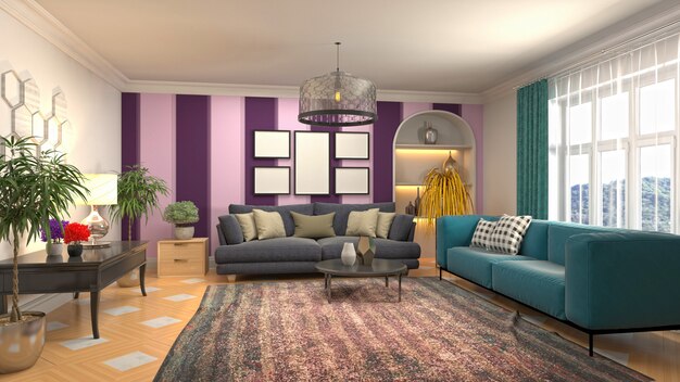 Illustration of the living room interior