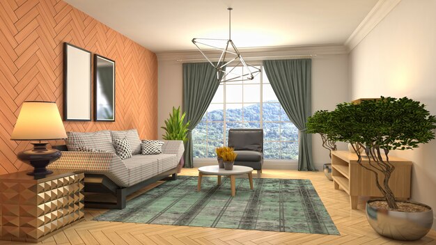 Illustration of the living room interior