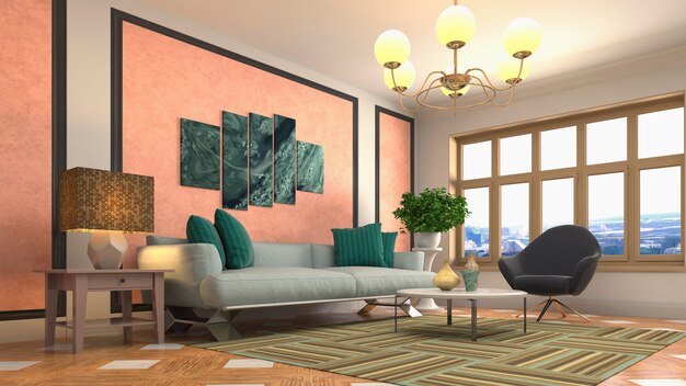 Illustration of the living room interior