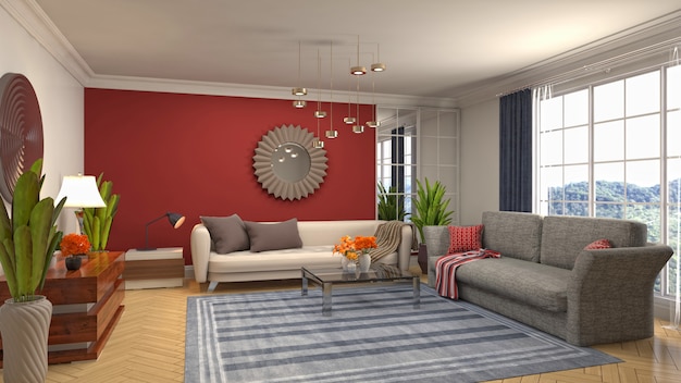 Illustration of the living room interior