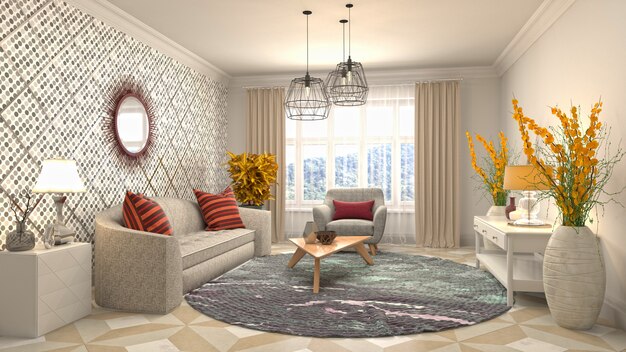 Illustration of the living room interior