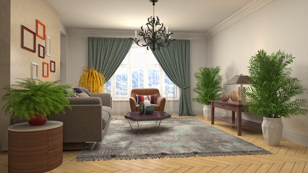 Illustration of the living room interior