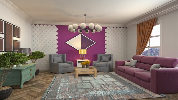 Illustration of the living room interior