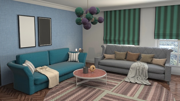 Illustration of the living room interior