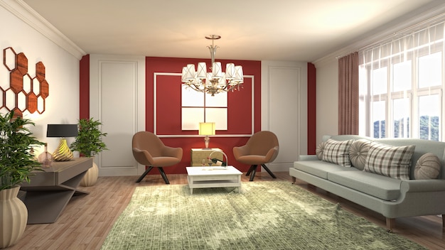 Illustration of the living room interior