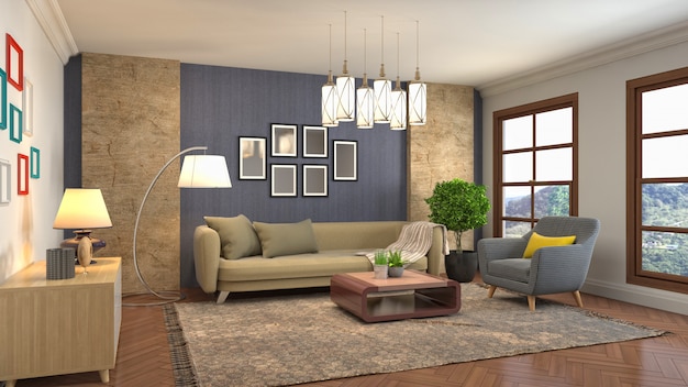 Illustration of the living room interior