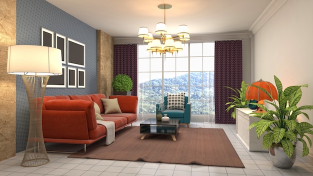 Illustration of the living room interior