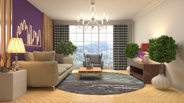 Illustration of the living room interior