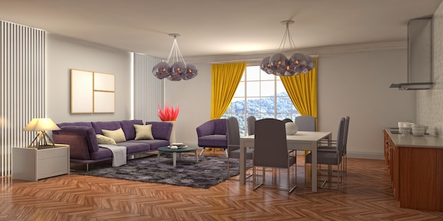 Illustration of the living room interior