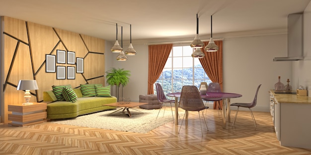 Illustration of the living room interior