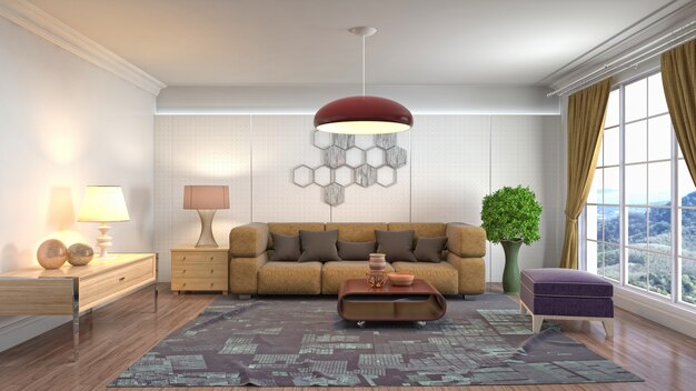 Illustration of the living room interior