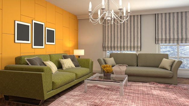 Illustration of the living room interior