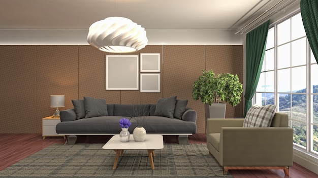 Illustration of the living room interior