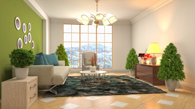 Illustration of the living room interior