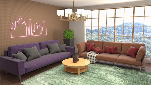 Illustration of the living room interior