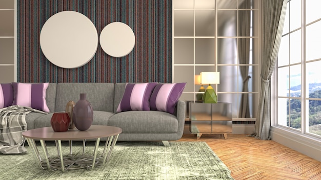 Illustration of the living room interior