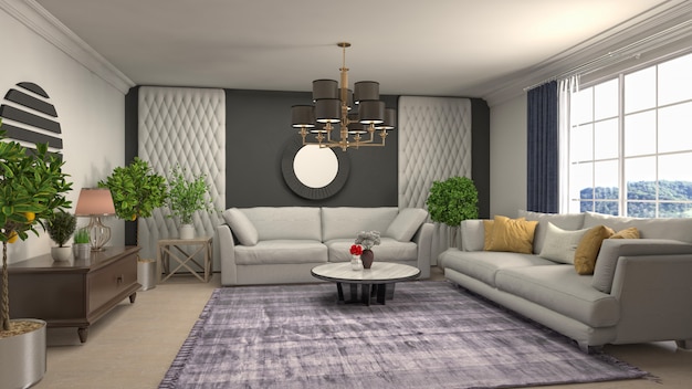 Illustration of the living room interior