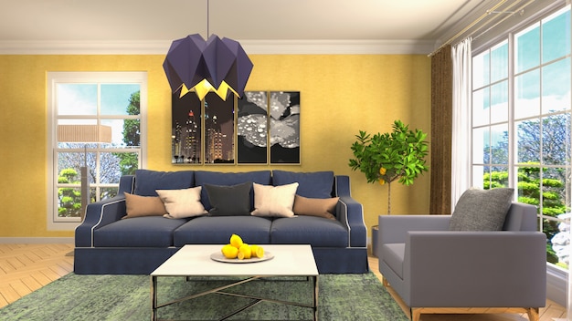 Illustration of the living room interior