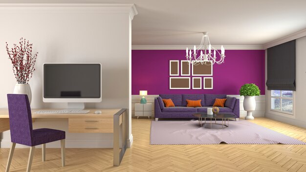 Illustration of the living room interior