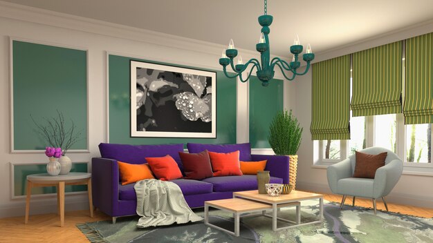 Illustration of the living room interior