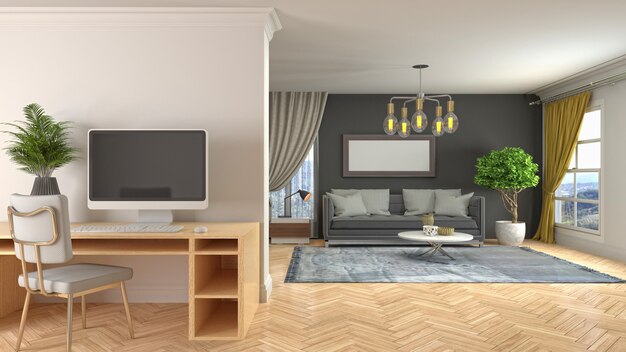 Illustration of the living room interior