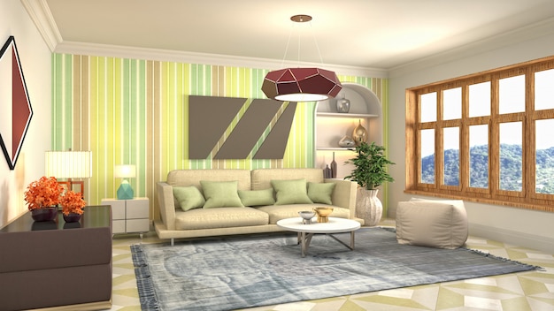 Illustration of the living room interior