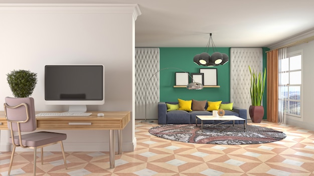 Illustration of the living room interior