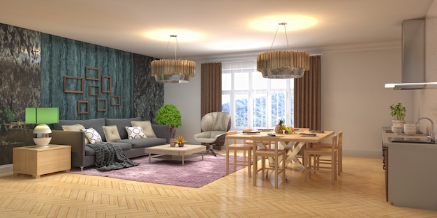 Illustration of the living room interior