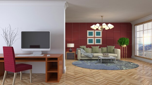 Illustration of the living room interior