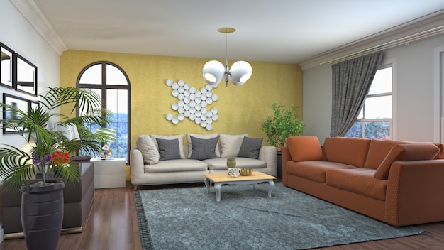 Illustration of the living room interior