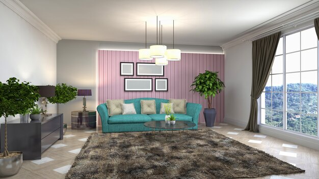 Illustration of the living room interior