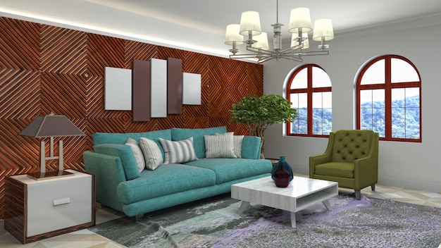 Illustration of the living room interior