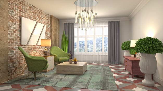 Illustration of the living room interior