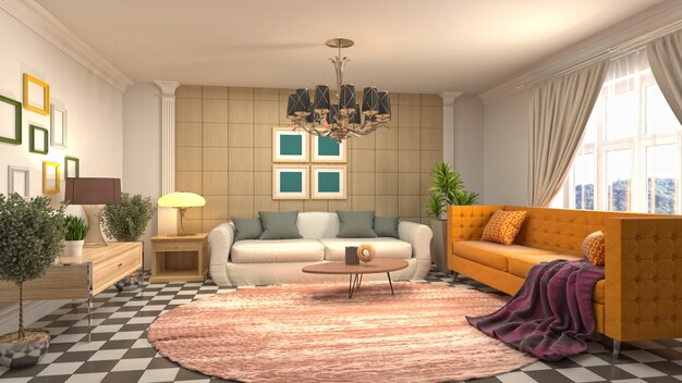 Illustration of the living room interior