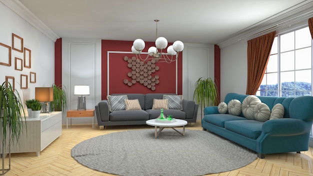 Illustration of the living room interior